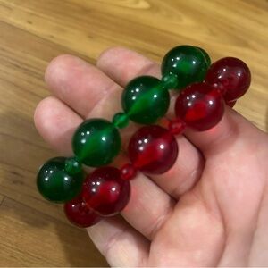 Green and Red Chunky Beaded Bracelet